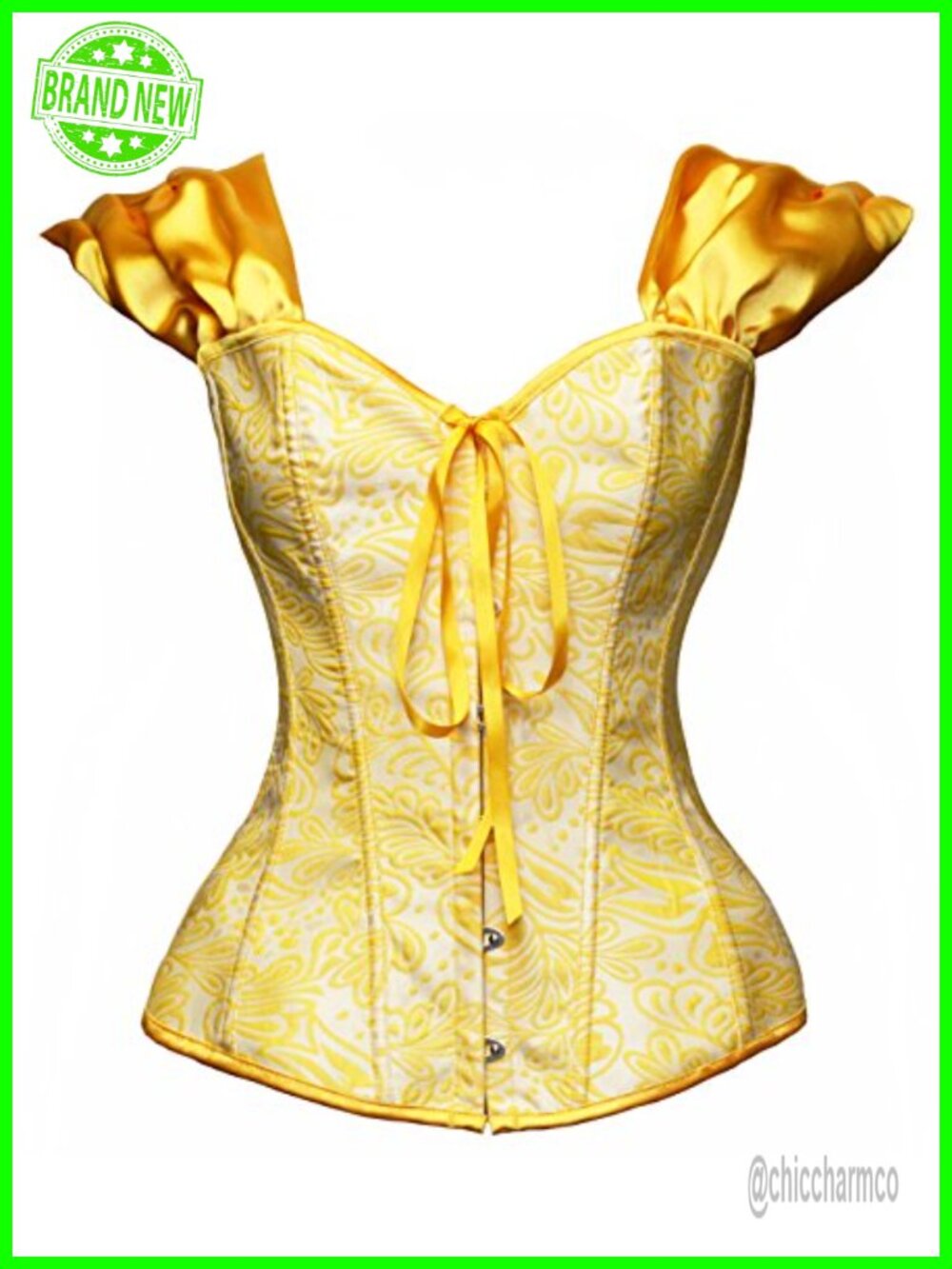 Princess Style Corset Top with Rushed Sleeves & G String Costume Bustier